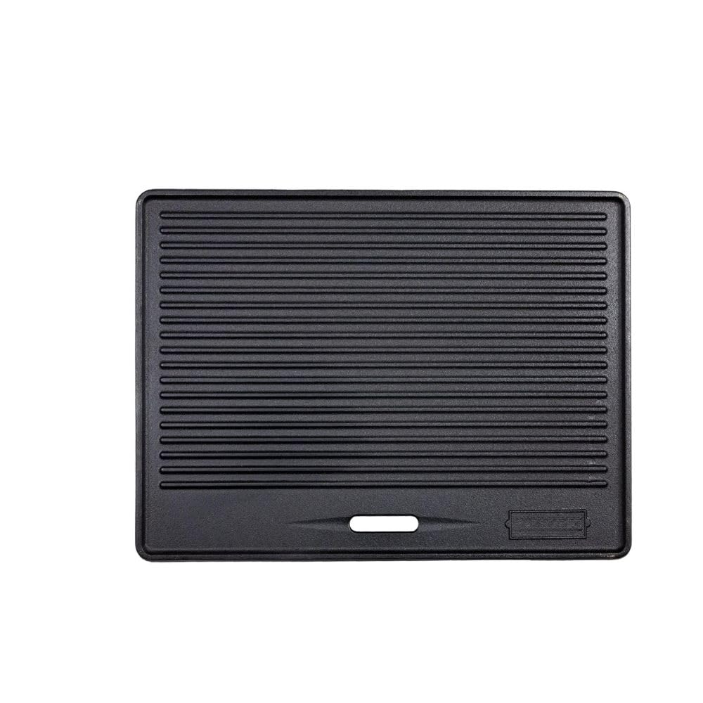 GP1 Piastra girevole in ghisa per barbecue serie PRO/RED, accessorio universale, 4,15 kg, 40 x 30 cm, smalto scanalato e liscio, nero massiccio