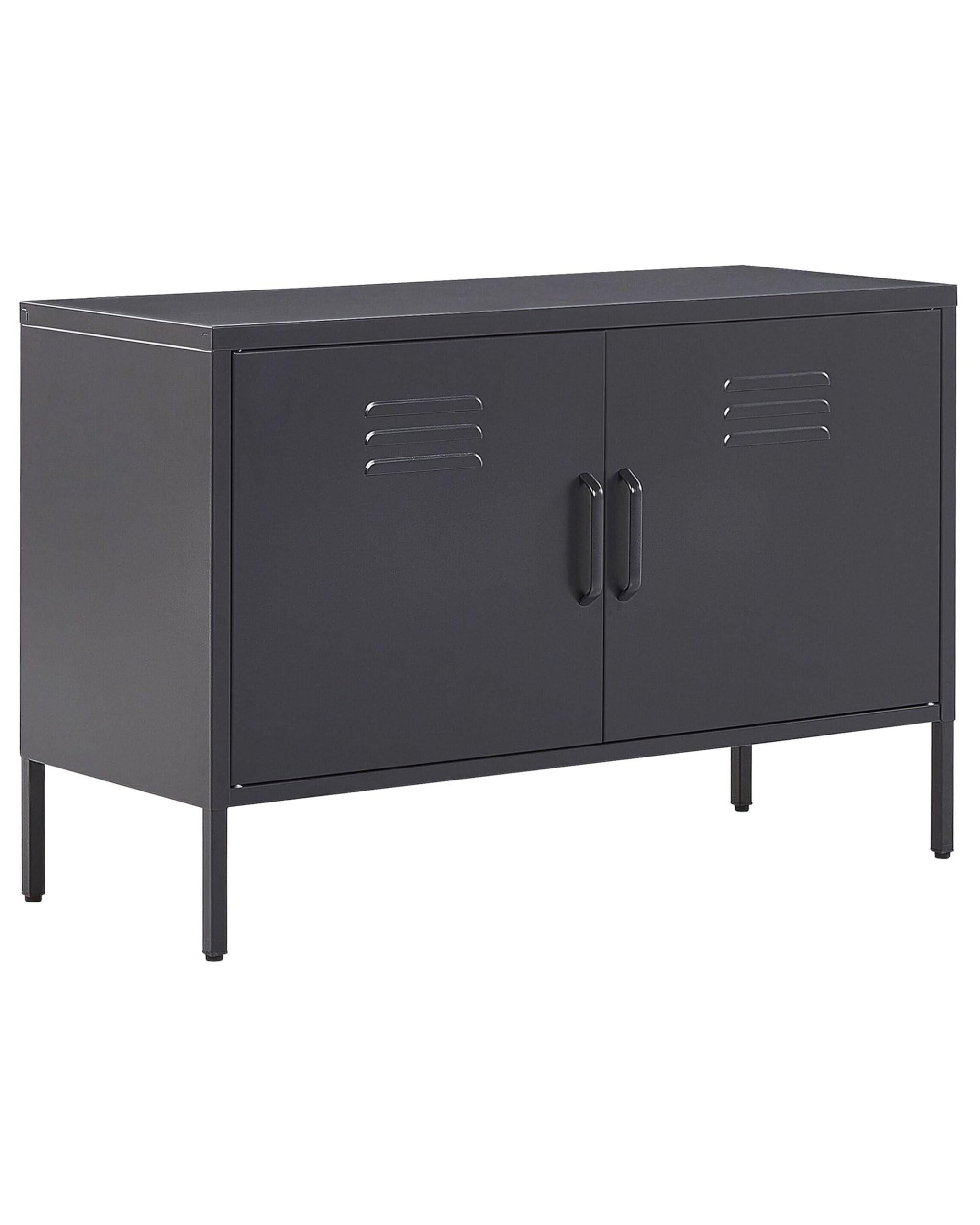 Beliani Buffet Moderne Industriel en Acier Noir Durable et Design avec 2 Portes