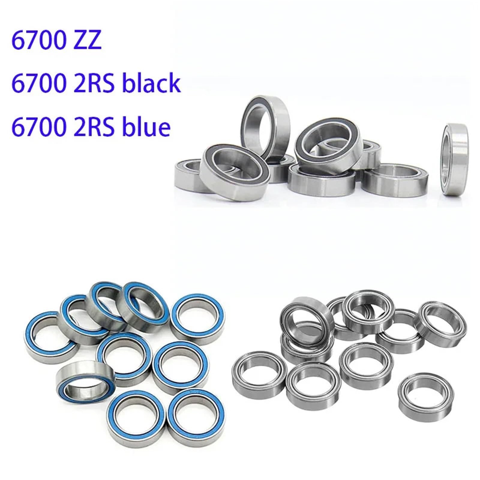 Rodamientos de Caucho Rodamiento de bolas ranura profunda con sello goma miniatura ABEC-5 6700-2RS 6700ZZ 6700RS 10 x 15 4 mm (10/50/100 unidades)