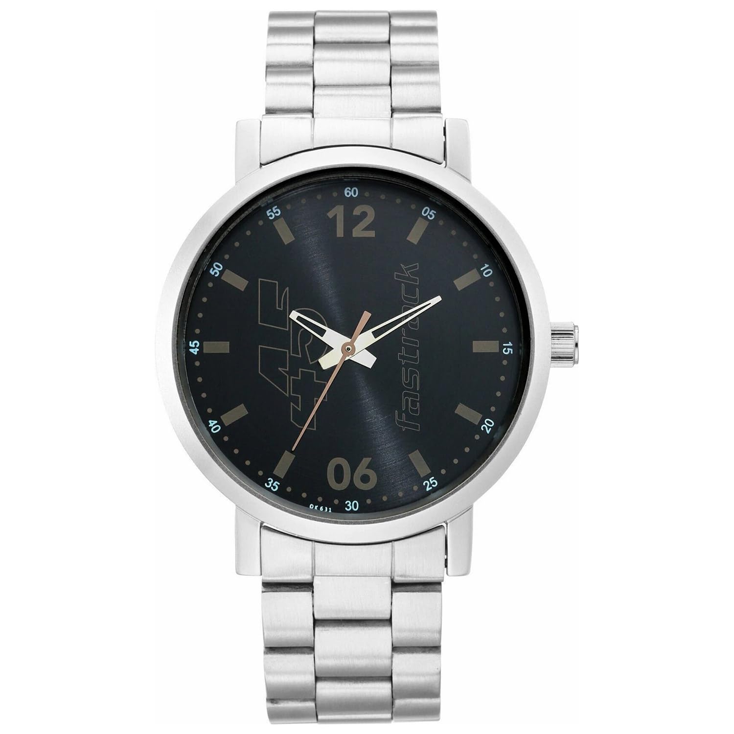 fastrack Plain 3 Hands Black Round Dial Steel Colour Stainless Steel Strap Mens Watch - NT3242SM02-picture-9