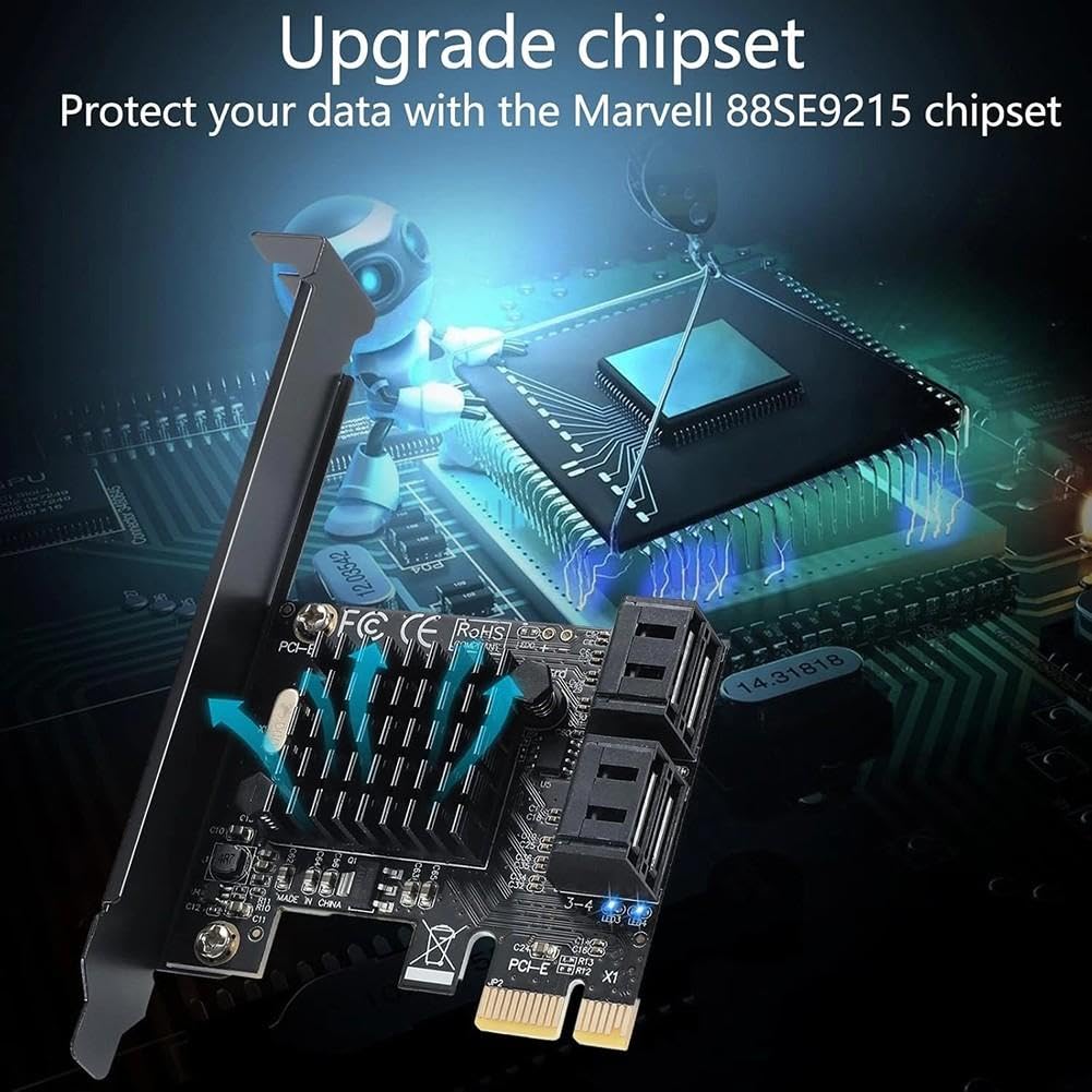 Pour pcie x1 pour carte contrôleur SATA 3.0 4 ports 6 Gbps pour