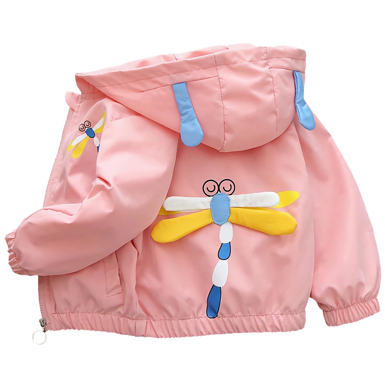 Giacca Primavera/autunno Per Bambina Con Cappuccio - Leggera, Riflettente, Con Stampa Libellula, Taglie 74-128 Cm
