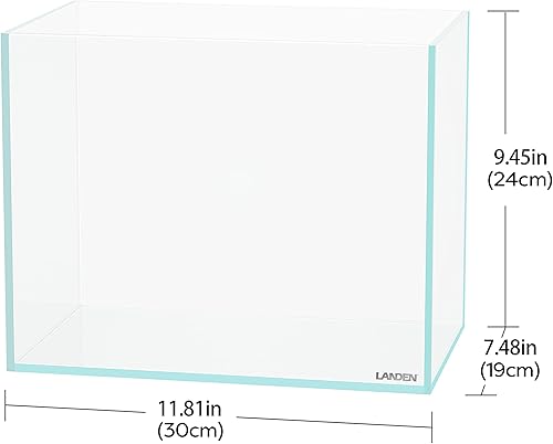 Miniatura 138 de LANDEN Tanque de acuario de hierro bajo sin borde de 25C de 3.7 galones, 9.84 x 9.84 x 9.84 pulgadas de alto, 0.197 in de grosor con alfombrilla