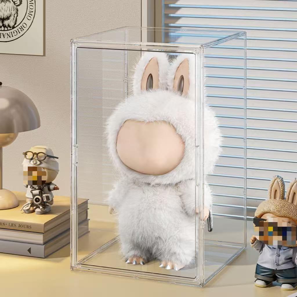 DuvinDD Vitrine transparente avec porte pour Pop Mart Labubu Angel in Clouds & I Found You, boîte de présentation en acrylique pour objets de collection anti-poussière (30 x 35 x 60 cm, transparent)