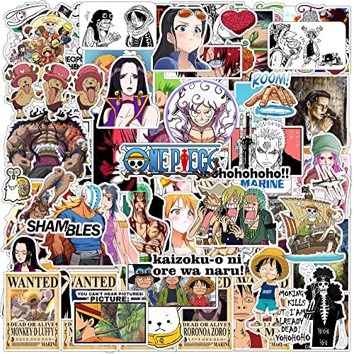 Image of Vinyl Pack of 85+ One Piece Stickers for Laptop, Phone Case, Guitar, Bike, Pc, Scrapbook etc. Waterproof Glossy Laminated Residue Free Anime Stickers, self-adhesive, 6 cm