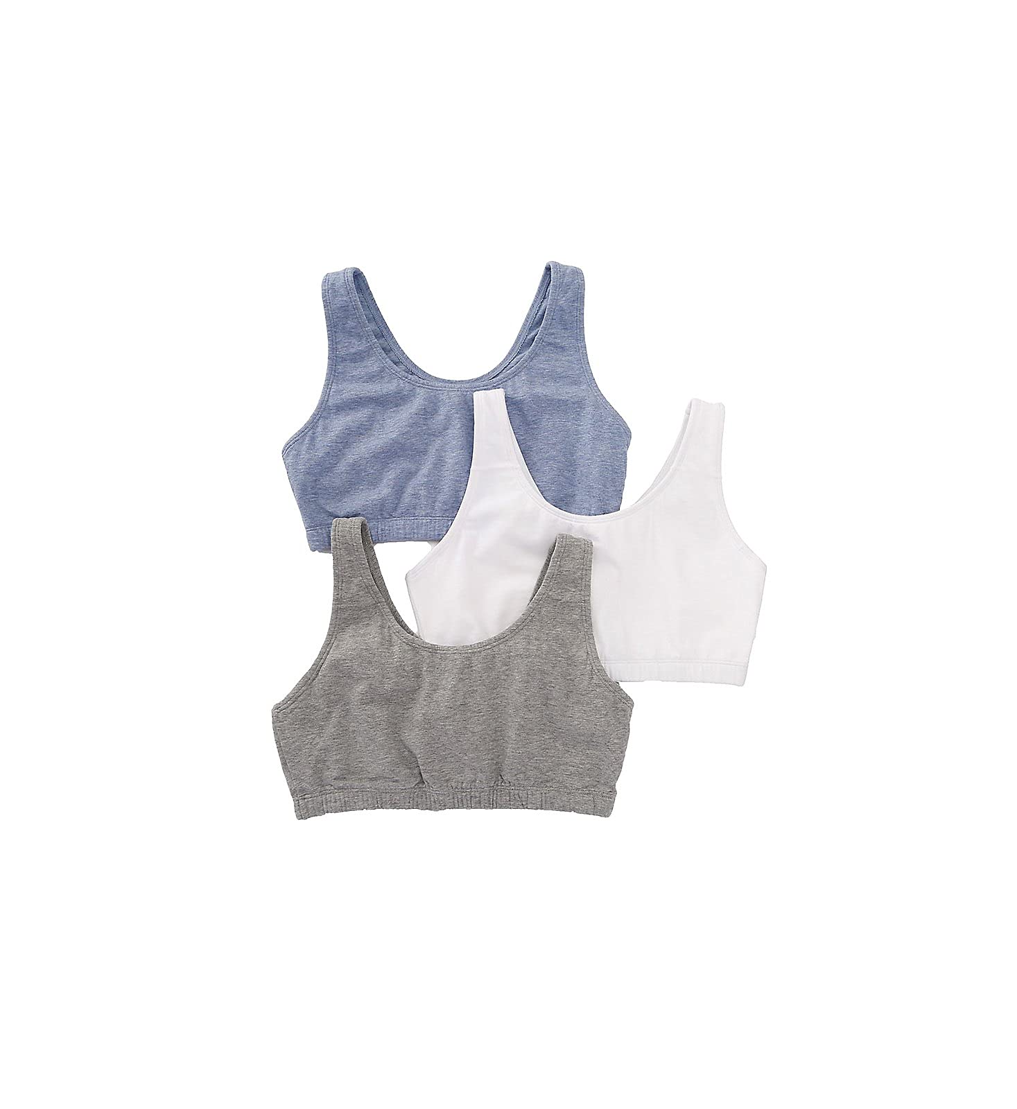 Fruit of the Loom Women's Tank Style Sports Bra - 3 Pack 9012 40 Grey/White/Blue