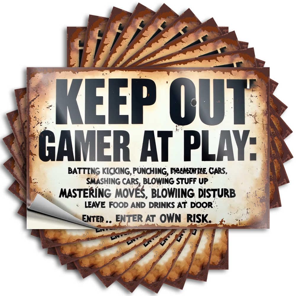 Abipuir Toolbox Stickers Warning: Gamer in Action! 10 inappropriate stickers for motorcycle helmet (12 x 18 cm)
