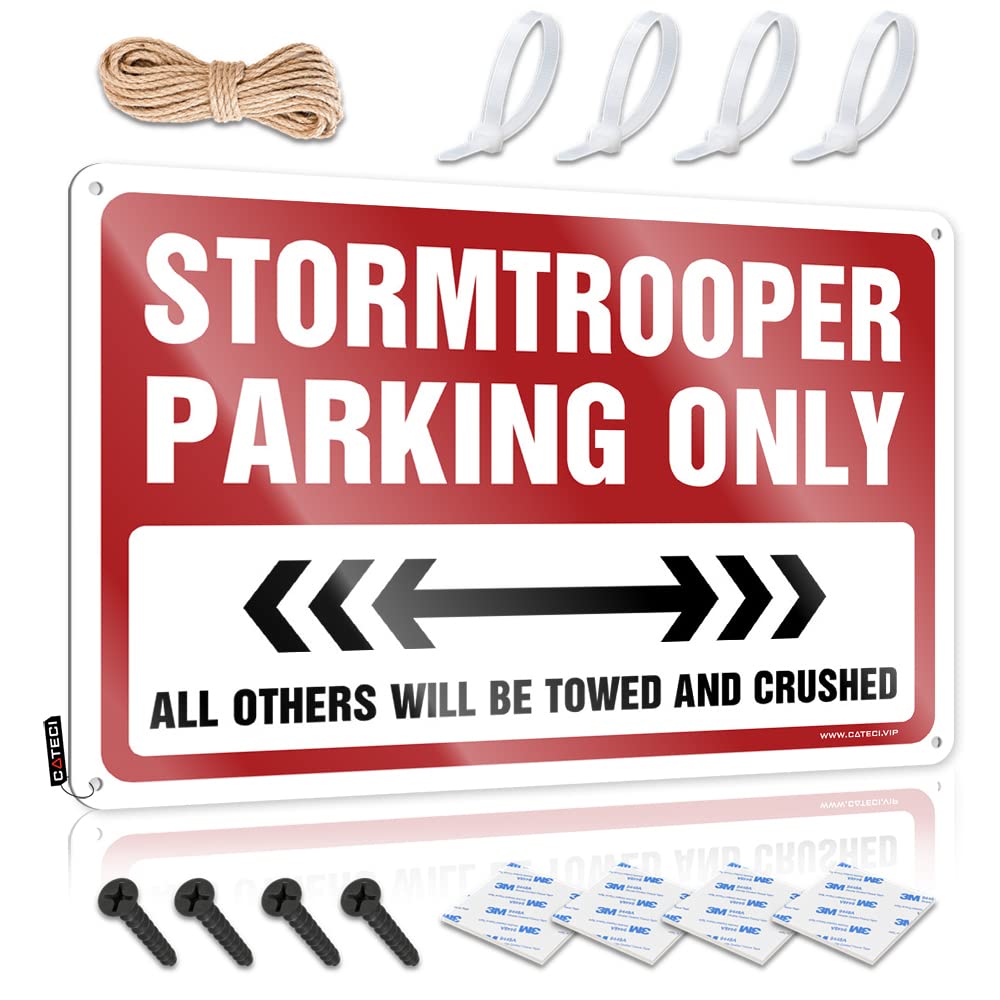 KRAZMURONGD Metal Man Cave Decor Signs For Garage Stormtrooper Parking Only Tin Sign(30X40CM)