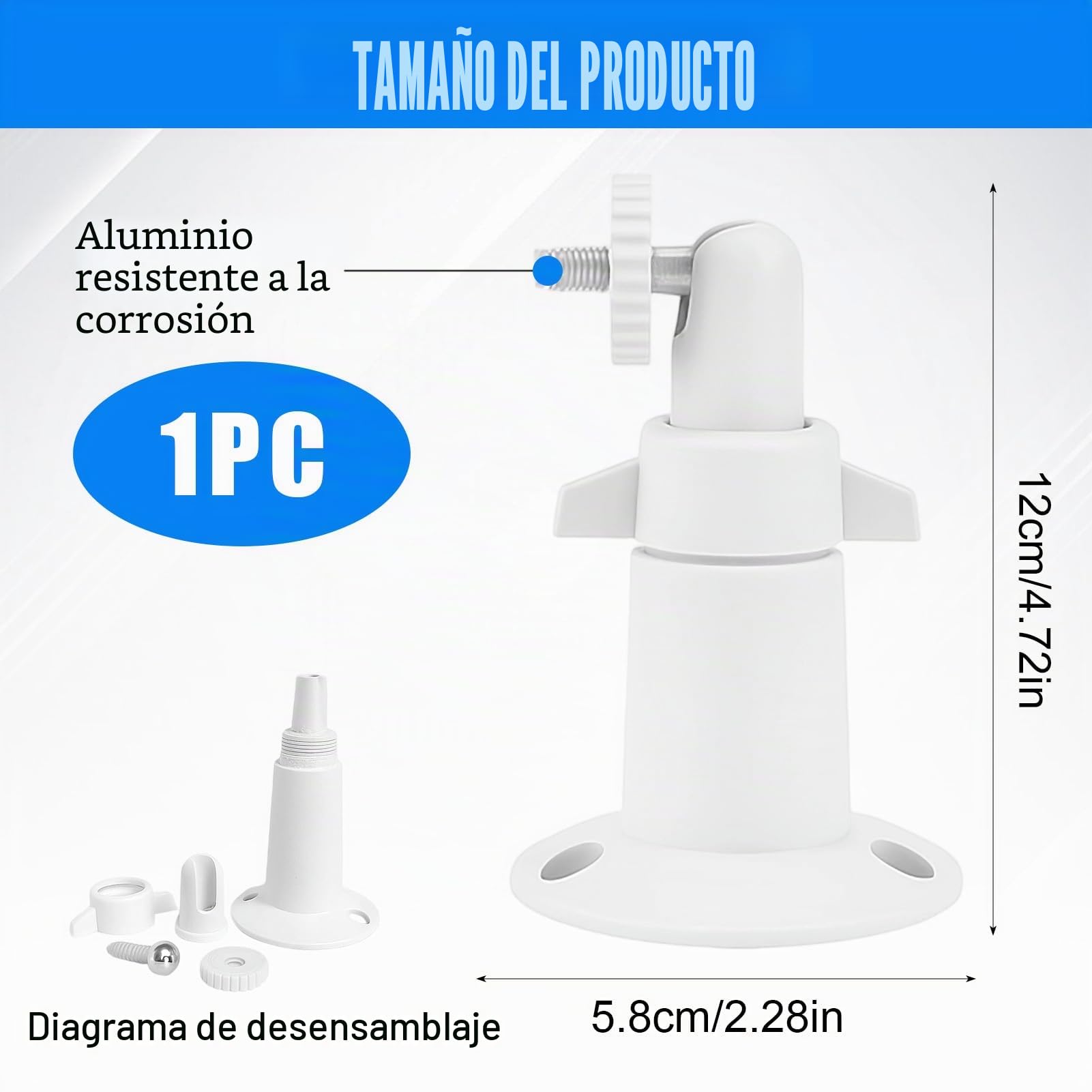 Soporte de Pared Ajustable para Cámara al Aire Libre, Soporte de Cámara con Rosca de 1/4 Pulgadas, Soporte de Pared para EufyCam S3 Pro Arlo Blink, Anillo de Aleación de Aluminio, Negro