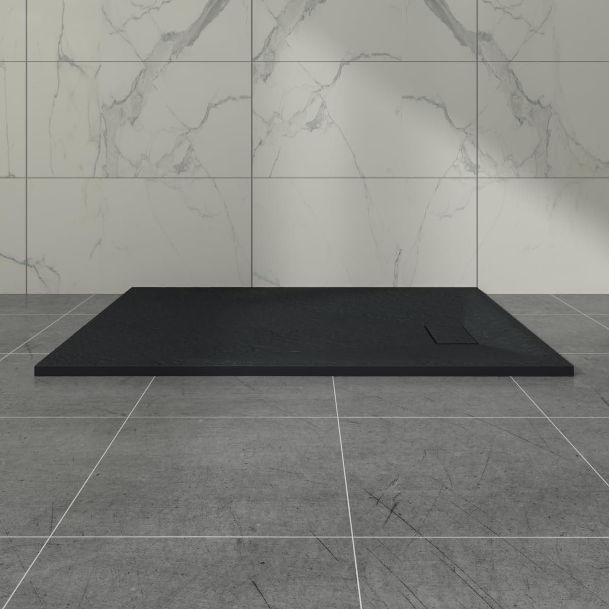 Aquariss Slate Effect 1300 x 900mm Rectangular Wetroom Shower Tray Black