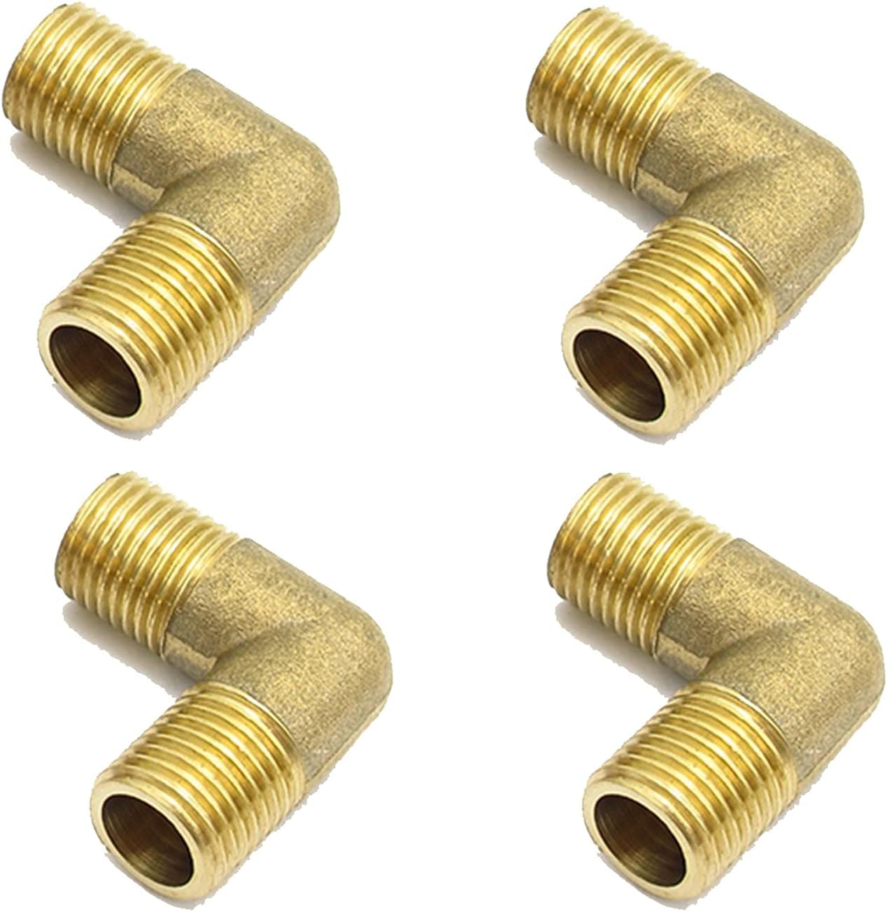 4PCS Brass Pipe Fitting Adapter BSP Male Female Thread, 90 Degree Elbow Coupler Connector for Water Fuel Gas SUNBING(Female to Female,1/2Inch)
