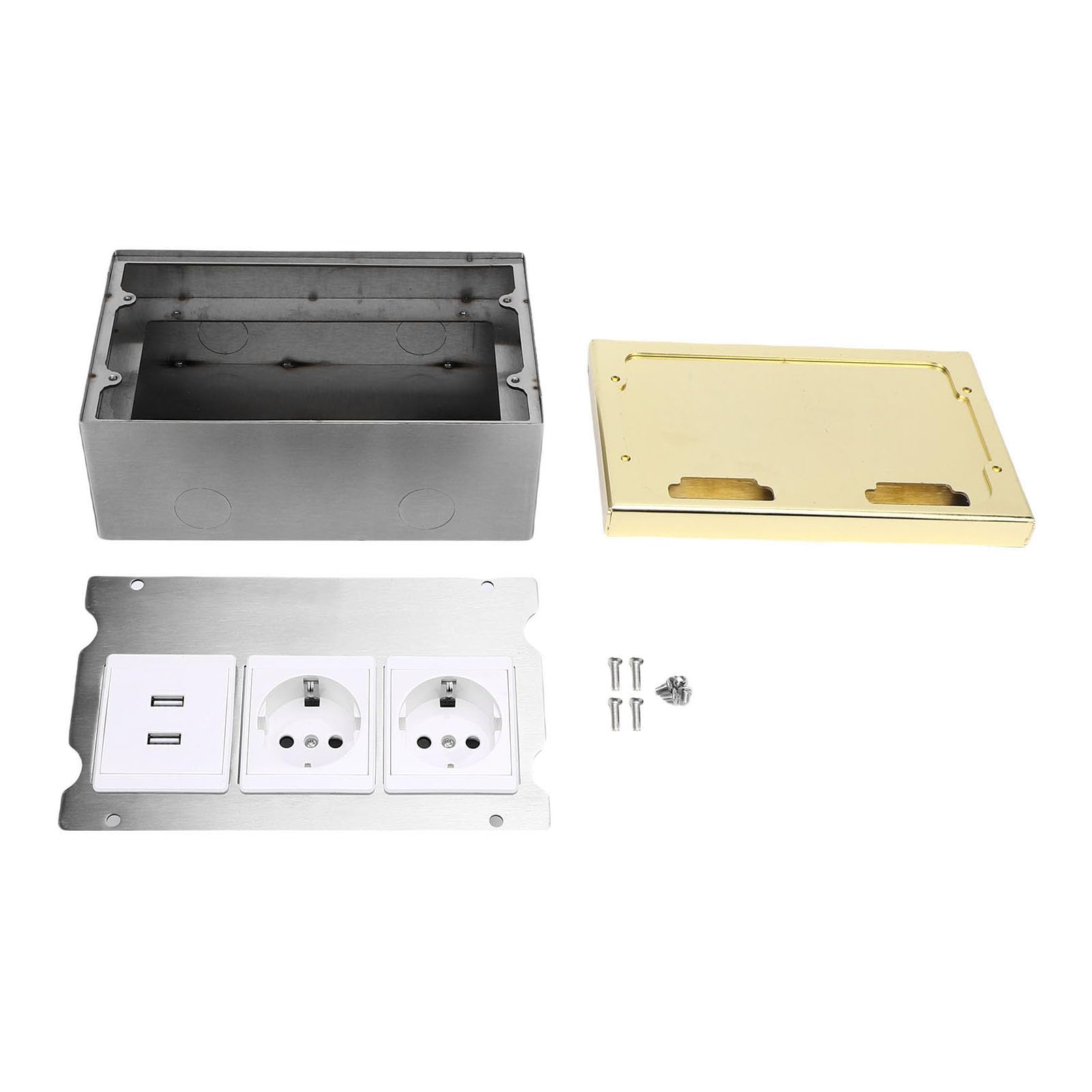 YWBL-WH Encastré Prise de Sol Kit, 2 AC & 2 USB Ports
