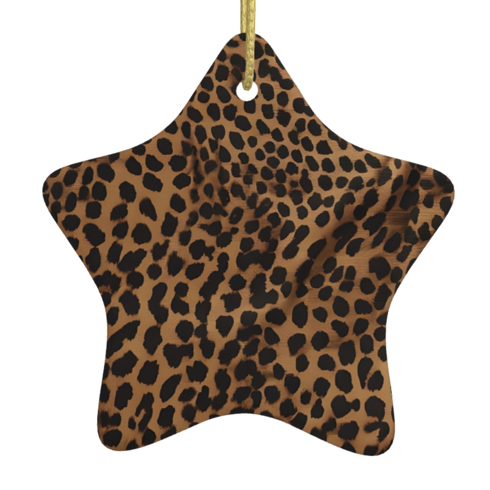 Star Ceramic Christmas Tree Pendants, Personalized Christmas Ornaments, Leopard Print Prints, Family Christmas Ornaments