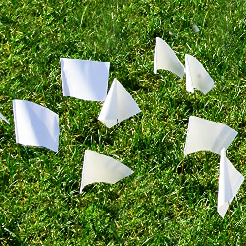 Zozen 100 Pack White Markierungsfahnen. 38 x 10 x 13 cm, Rasenfahnen, Landschaft Flags, Markierfahnen für Rasen, Survey Flaggen, Bewässerungsflaggen, Match mit für Distanzmessrad.