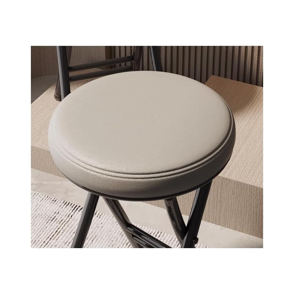 Balama Hocker Metall Schwarz & Grau klappbar gepolstert 50 x 30 x 30cm mit Sicherheitsverriegelung, mehr stabil mit 2 Querstangen, mit Bodengleiter, robustem Kunstleder, dickwandiges Metallrohr(Grau)