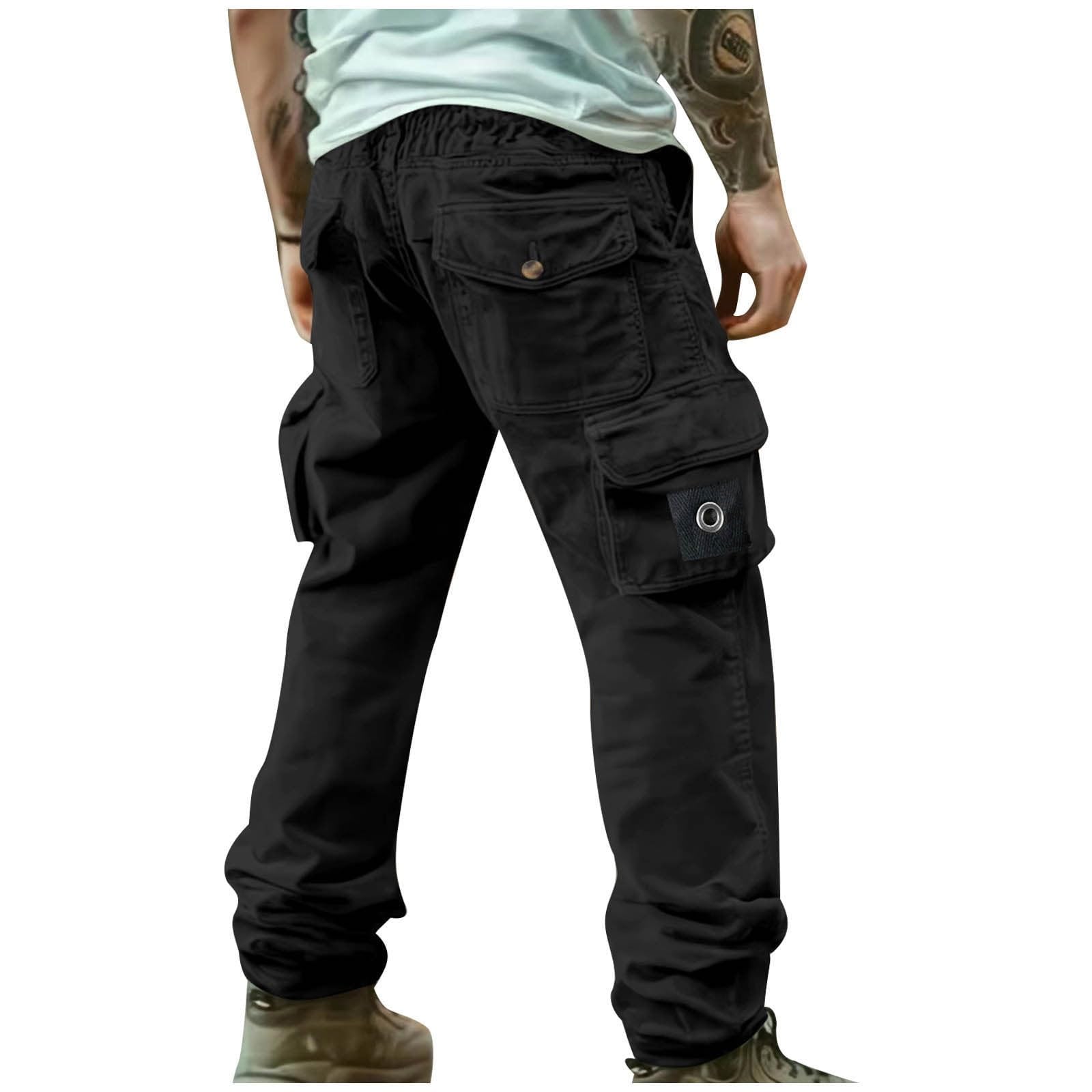 Cargohose Herren Baggy Stretch Outdoorhose Gerades Bein Trekkinghose Lang Wanderhose Sportlich Funktionshose Outdoor Freizeithose Streetwear Arbeitshosen Männer Hosen mit Gummizug Einsatzhose