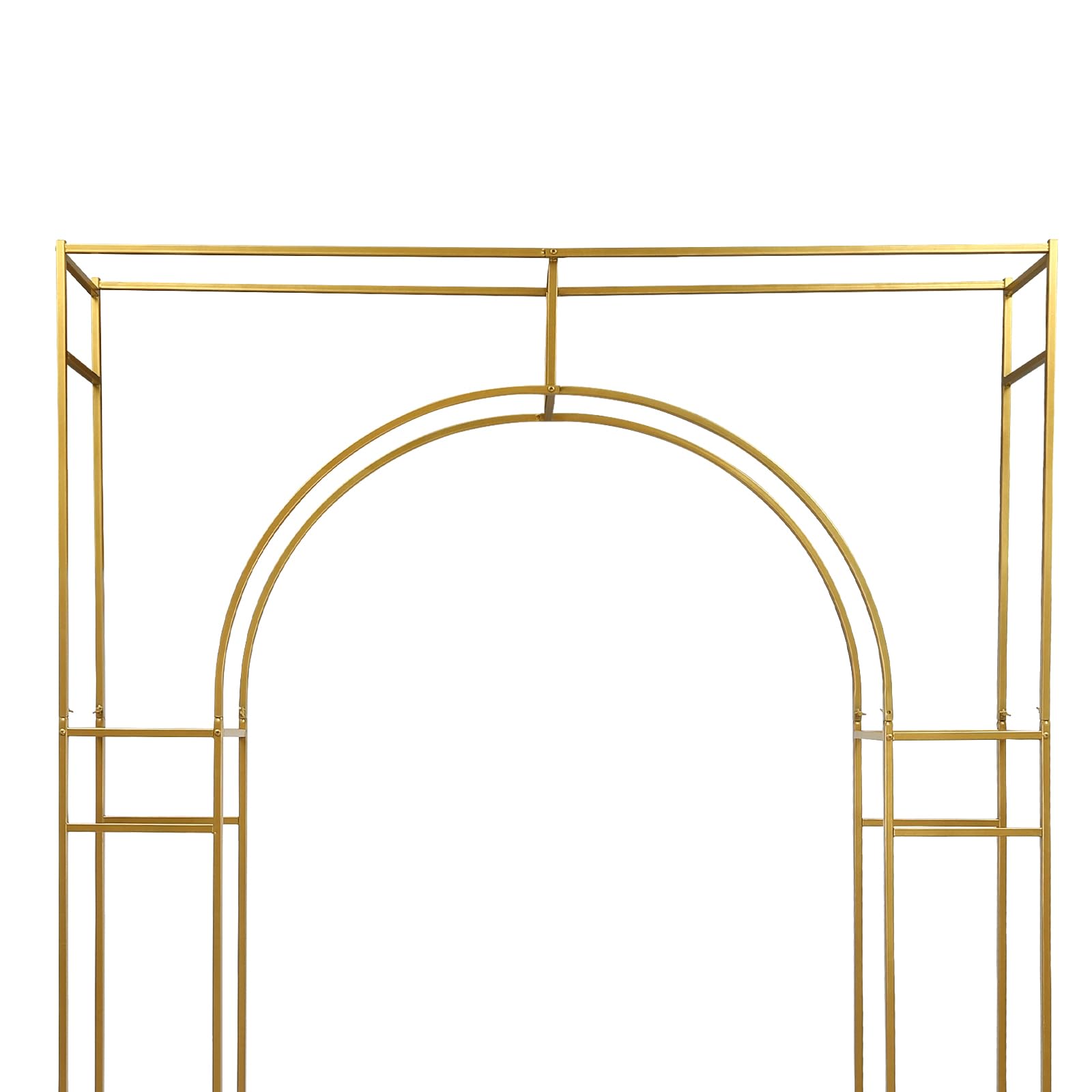 Hochzeit Bogen 1,8 x 2,4 m Hochzeitsbogen Hintergrundkulisse Gold | Gewölbtes Inneres und quadratisches Äußeres Design | Blumen Ballon Freistehend Rahmen Aus Kohlenstoffstahl Stand