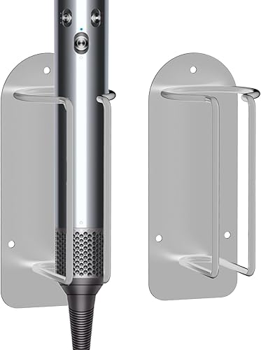 Paquete de 2 soportes para rizador montado en la pared, organizador de herramientas de peinado para el cabello, soporte para herramientas para el