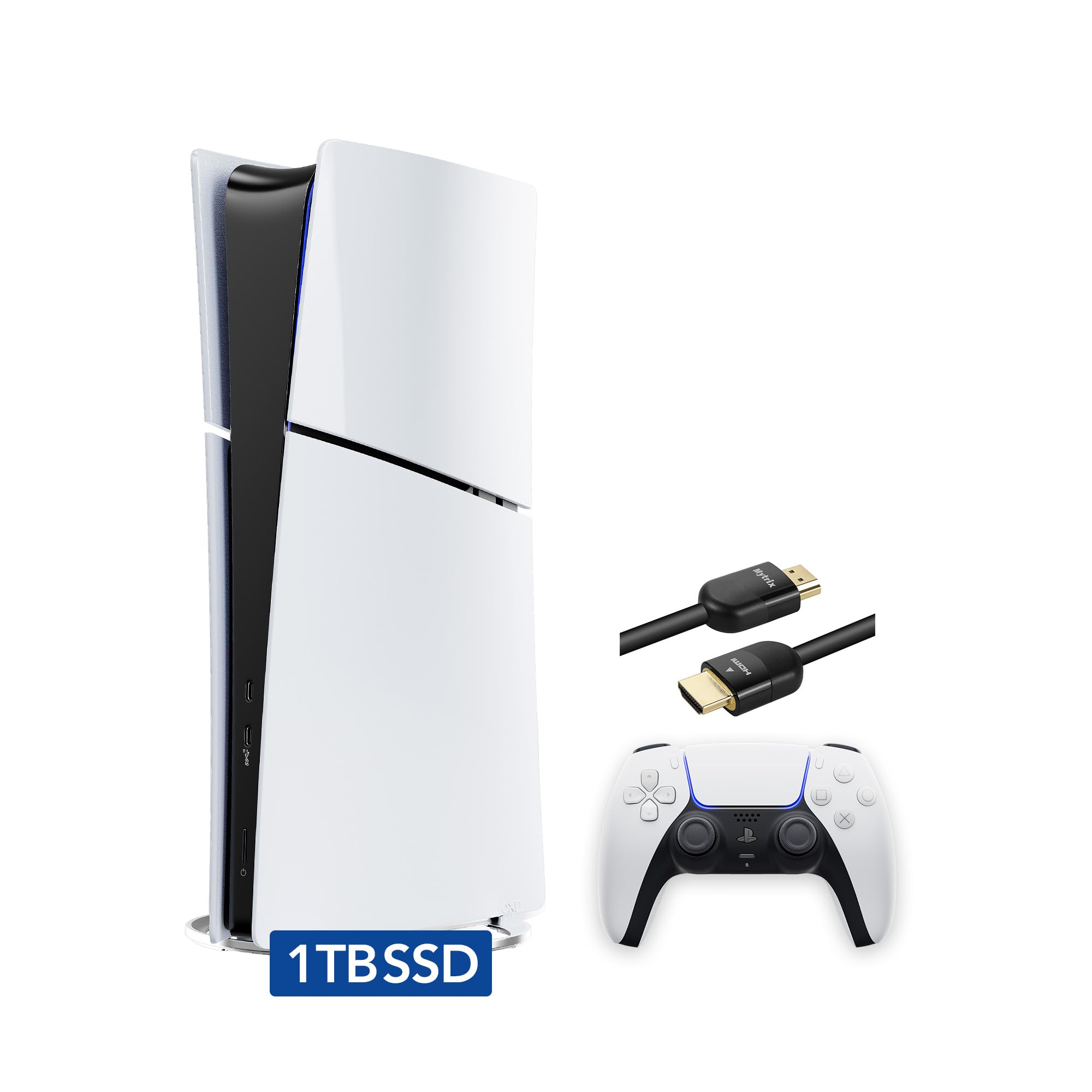 PlayStation 5 Slim Digital with 1TB SSD Storage Wireless Dualsense Controller - PS5 Gaming System White video game