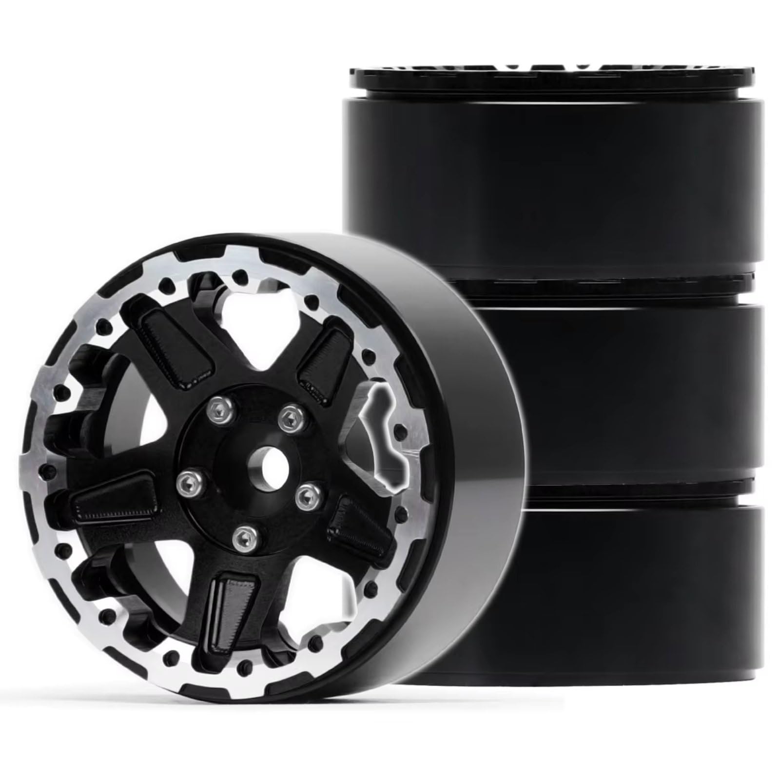 Llanta Beadlock Alumbre 1,9 para Axial para SCX10 90047 CC01 1/10 | Cierres cuentas aluminio negro reducen resistencia rodamiento cuentan tuercas ajustan llave sendero Repuesto
