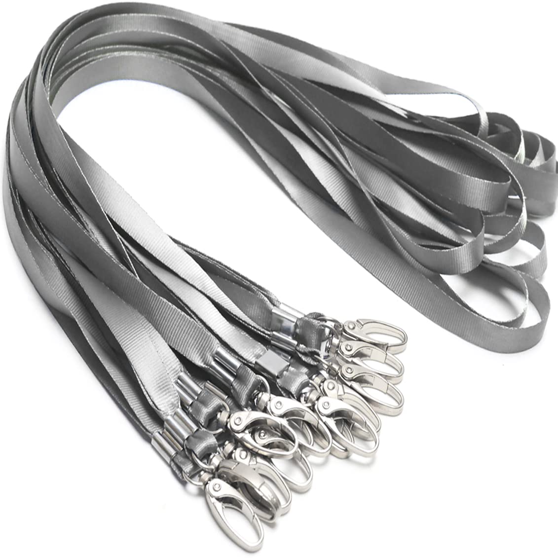 Antspirit 50 Pack Lanyards for Id Badges Holder Bulk Lanyard with Clip Swivel Hooks(Grey)