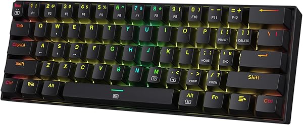 Redragon K630 Dragonborn 60% Wired RGB Gaming Keyboard, 61 Keys Compact Mechanical Keyboard with Linear Red Switch, Pro Driver Support, Black