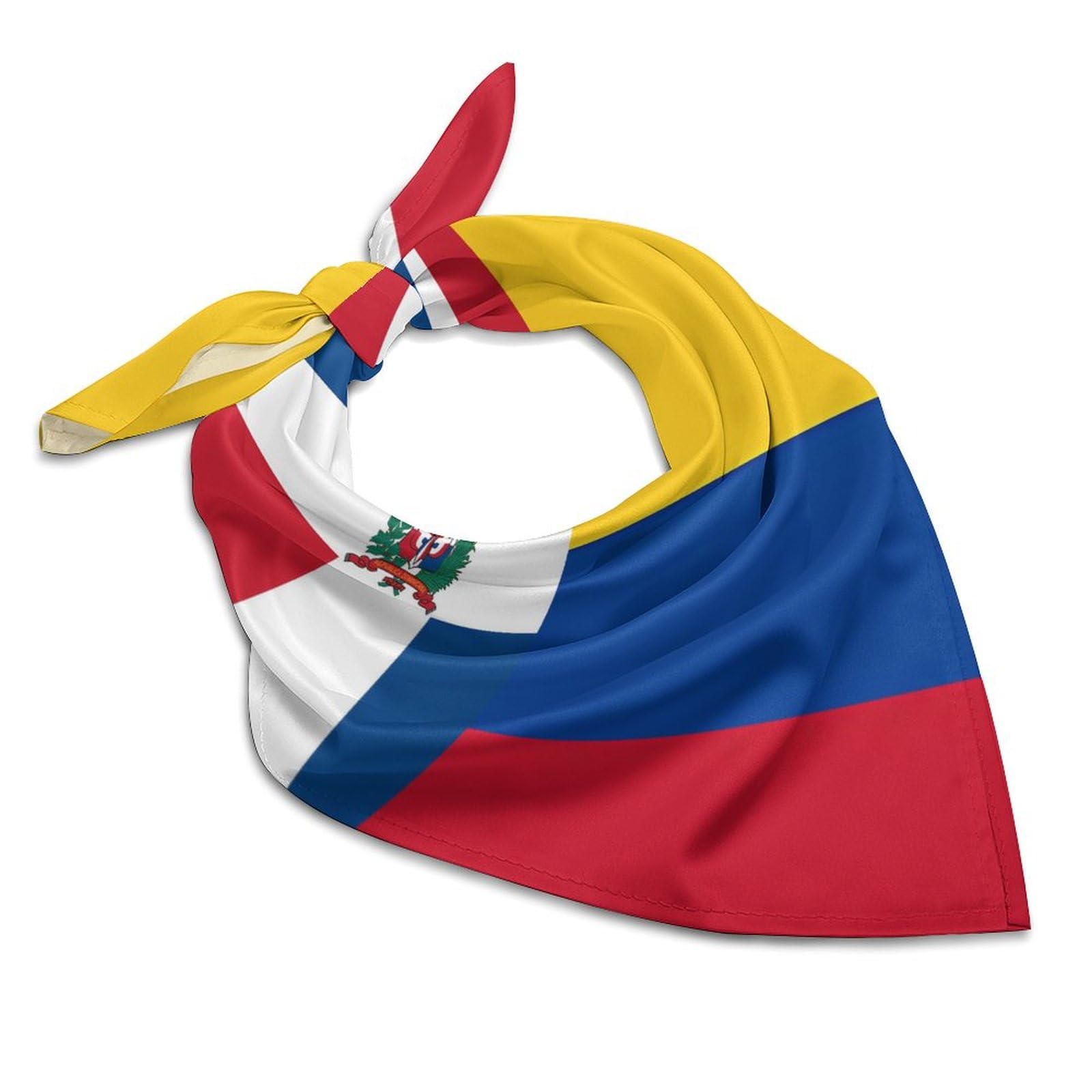 Half Dominican Republic Half Colombia Colombians Flag Theme Bandanas Face Mask Square Scarf Headwear,Patriotic Pattern Large Bandanna Handkerchief Hanky 18