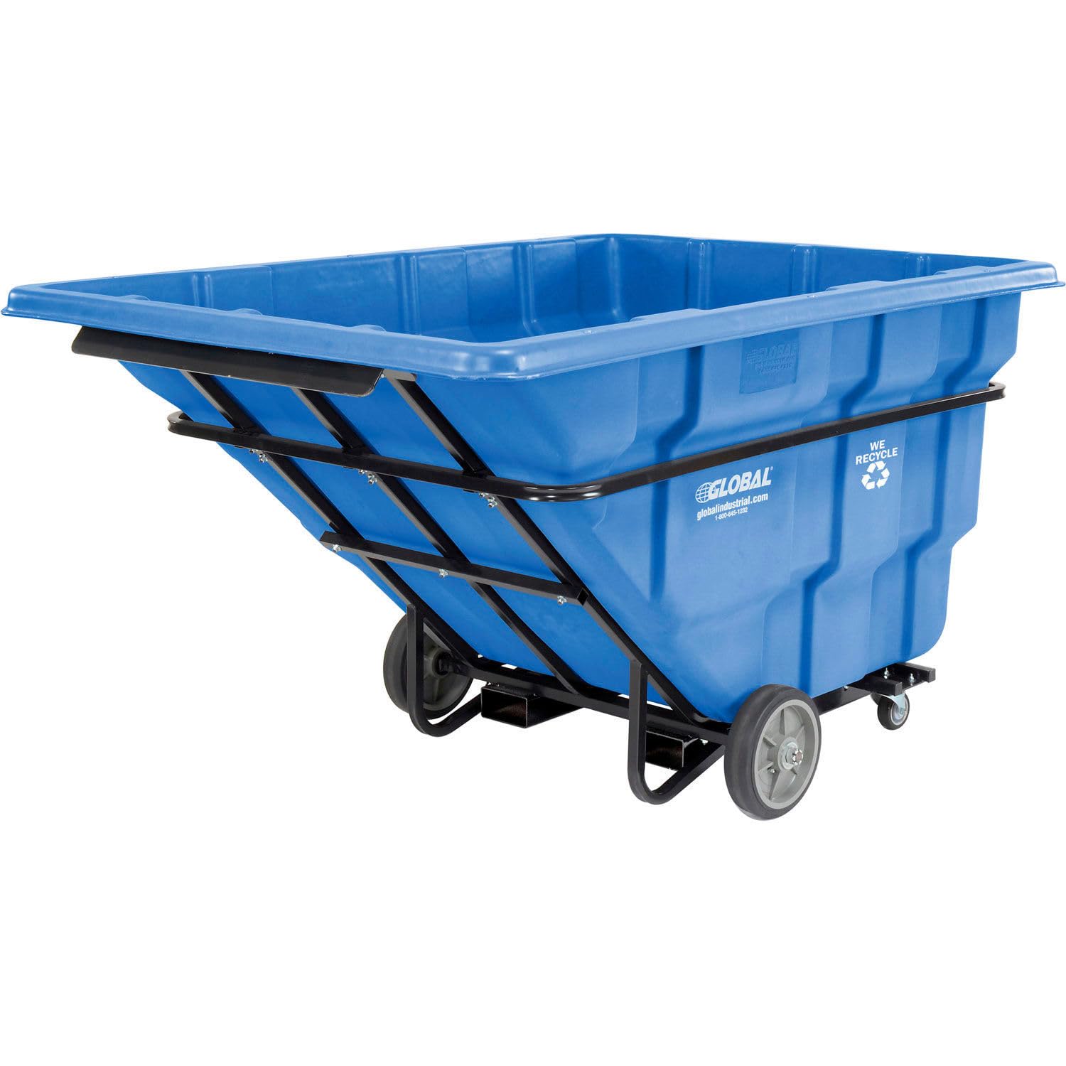 Extra HD Plastic Forkliftable Recycling Tilt Truck by Global Industrial – Plastic, Blue, Model 800262BL