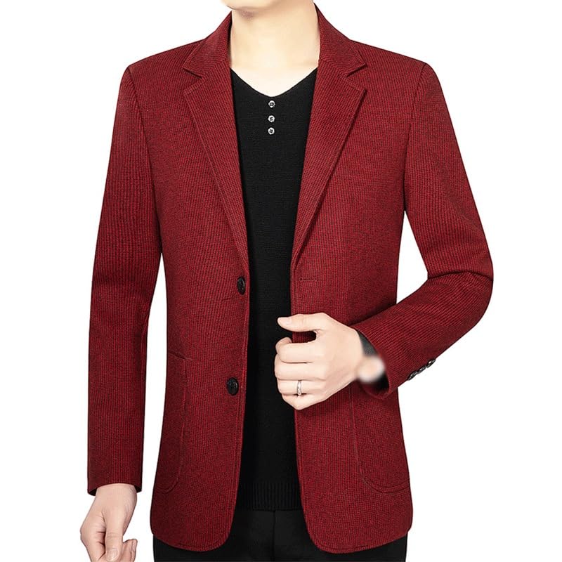 Suit Jacket Mens Red Herringbone Blazers Casual Sport Coats Lightweight Two Button Suit Jacket for Prom Homecoming2