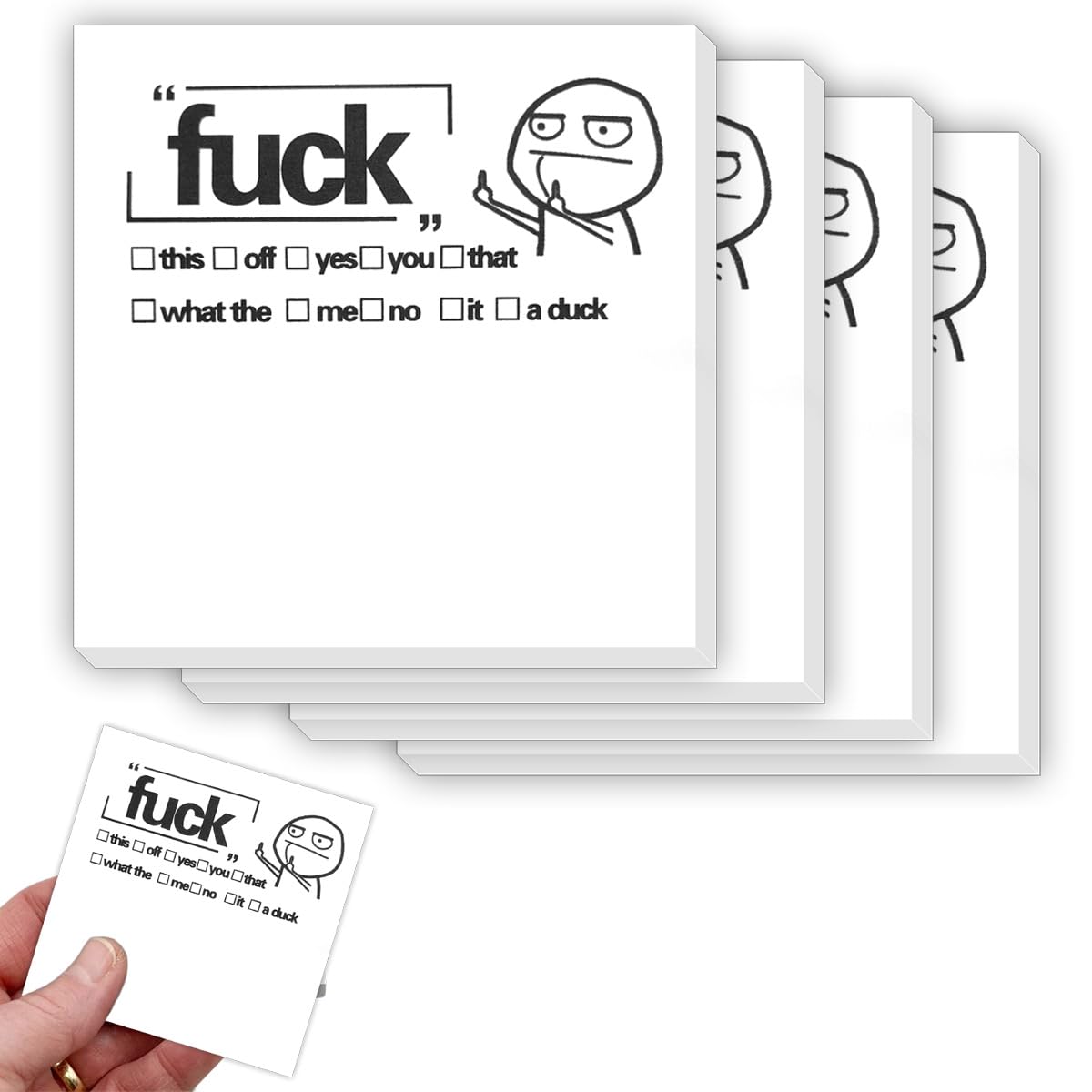Funny Fuck Sticky Notes for Work, Novelty Memo Pads Sticky Note, Middle Finger Sticky Notes for Adults, Office Desk Accessory Gifts for Co-Workers, Friends, Boss, Funny Office Supplies (200 Sheets)