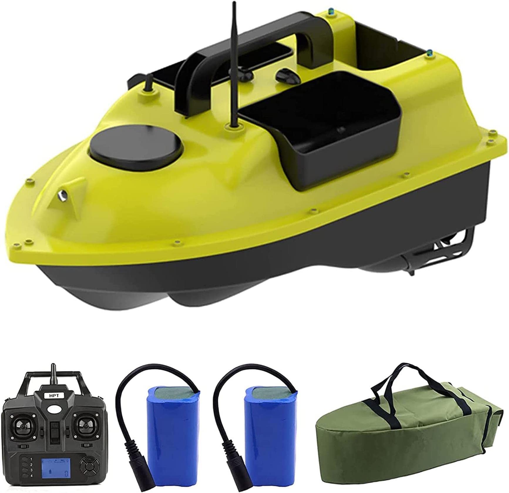 Bateau d'appat avec double batterie et charge de 2 kg pour peche a la carpe