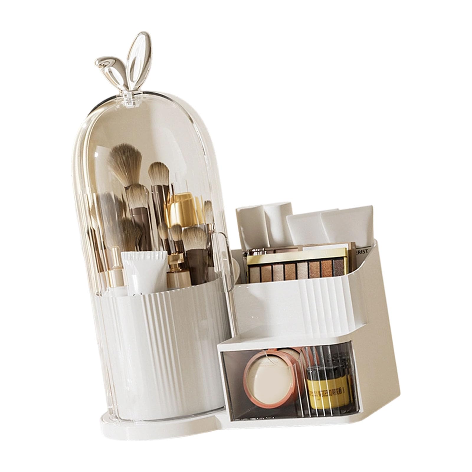 Jazuaiao Rotating Desktop Storage for Makeup and Stationery with Multiple Compartments Rotating Storage
