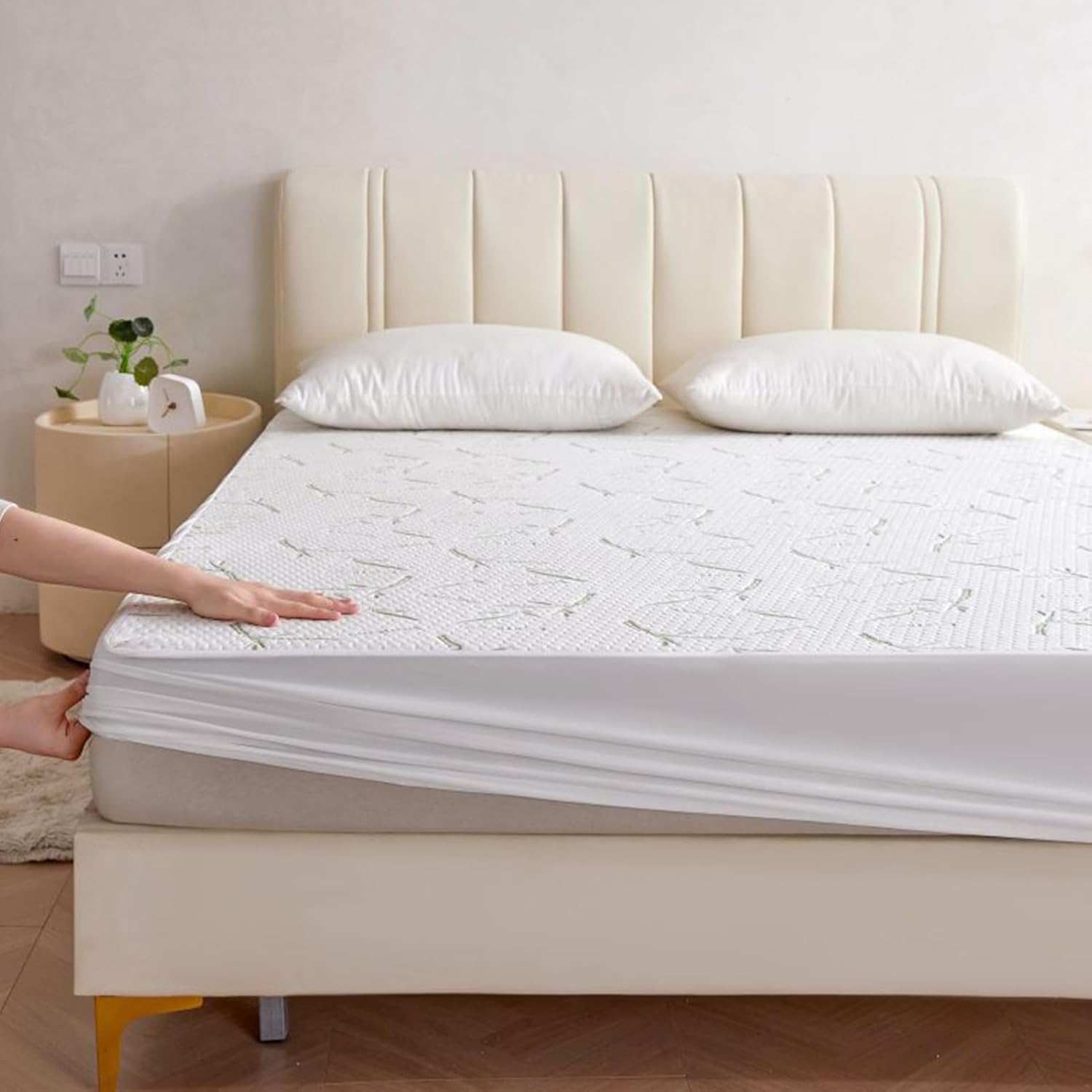 マットレスプロテクターカバー, 通気性 の寝室用マットレス保護カバー, 肌に優しい快乾防ダニ寝具 家庭・寮・ホテル・レンタルビジネス