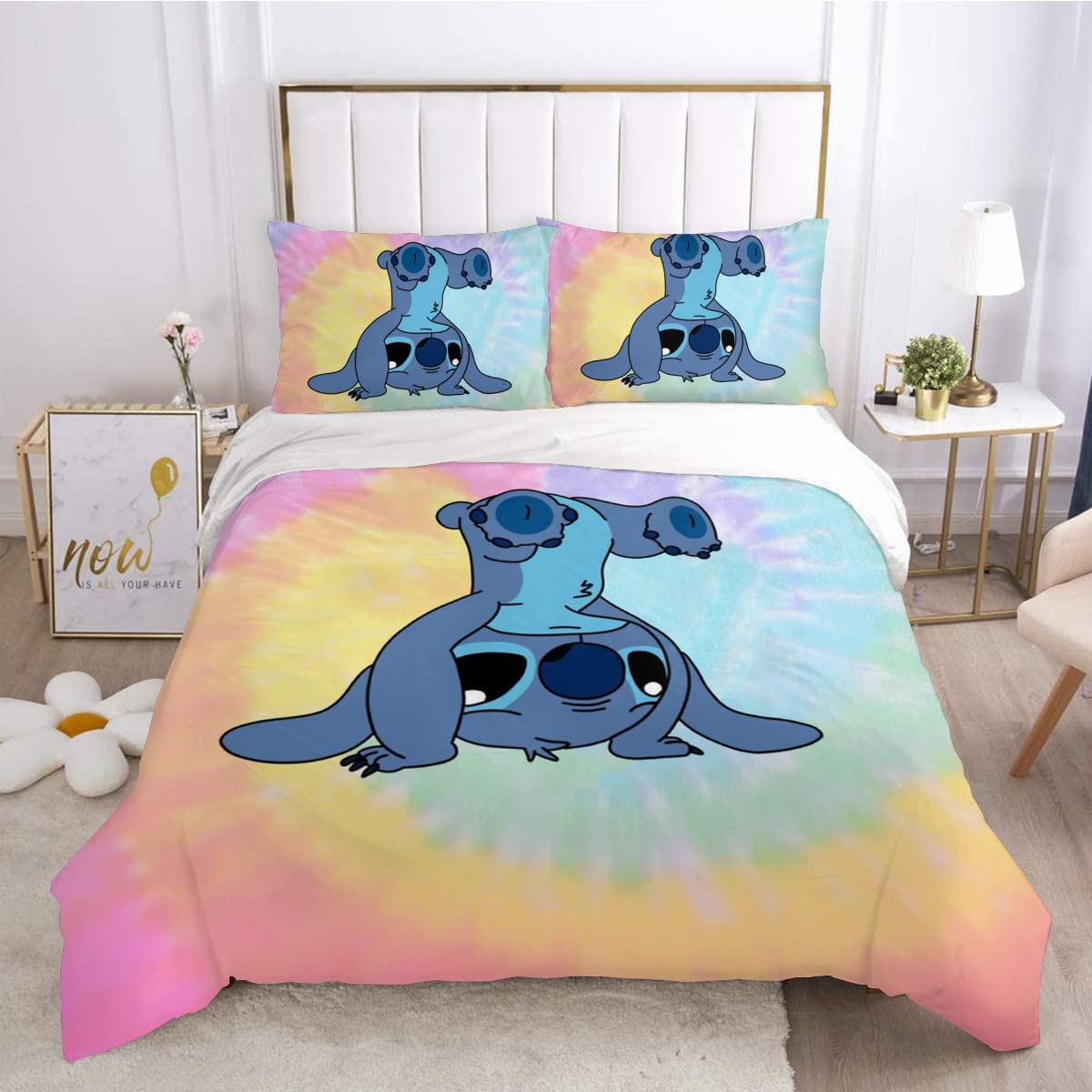 EQARPZMEQARPZM Kids Bedding Cartoon Cute Duvet Cover Anime Bedding Sets 3D Printed Lightweight 3 Pieces Comforter Cover Sets with 1 Duvet Cover and 2 Pillow Pillowcases for Adult (Tie, Queen)