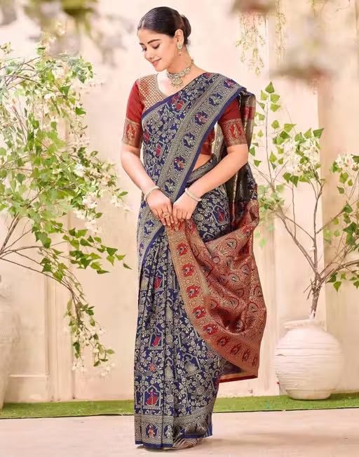 Image of Yashika Women's Banarsi Silk Saree with Blouse Piece for Traditional Ethnic Wear Sari