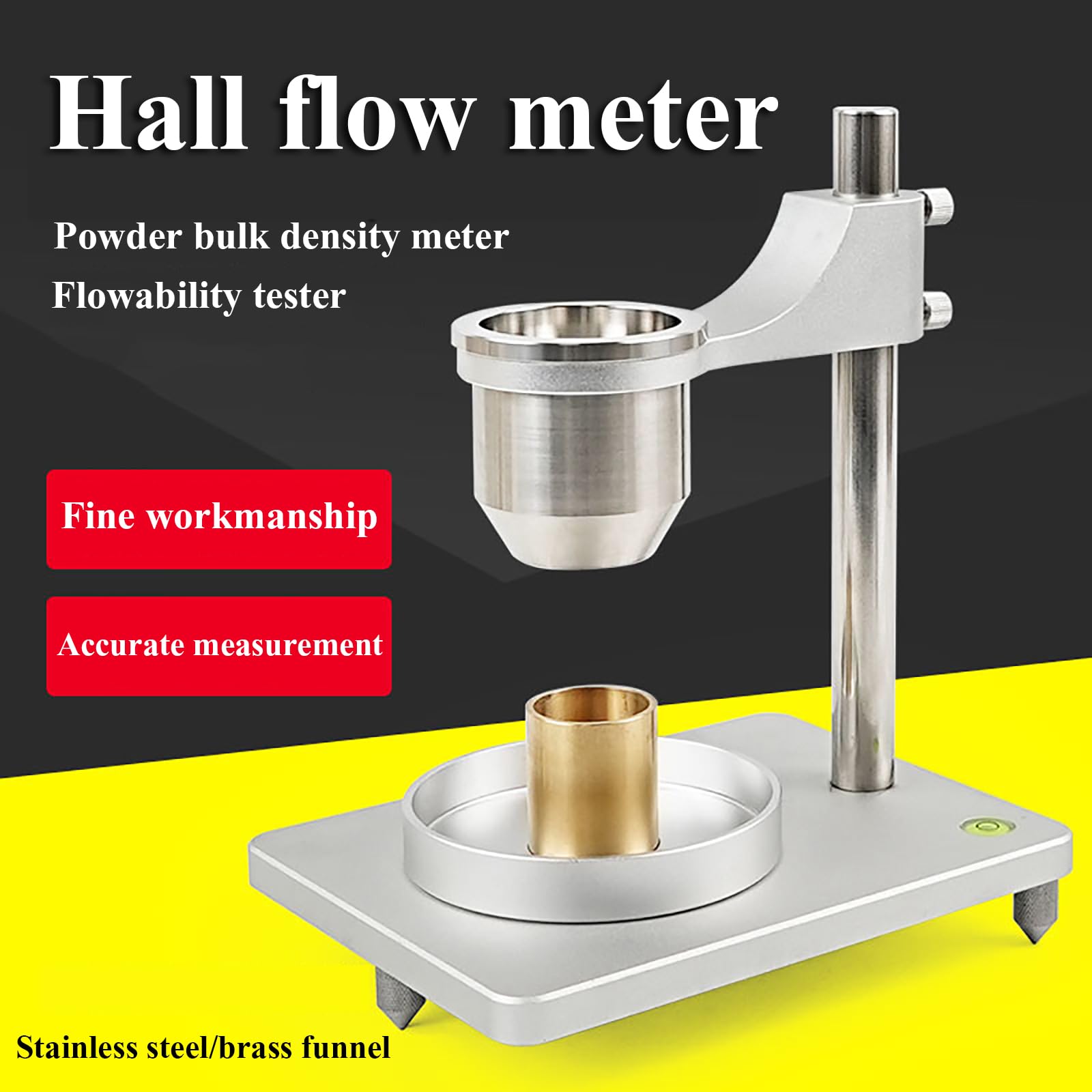 This Flow Meter and Bulk Density Tester, 2-in-1 Device for Measuring Flow Rate and Bulk Density of Metallic and Non-Metallic Powders with Brass Funnel