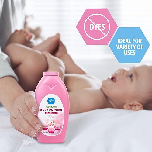 Miniatura 4 de MED PRIDE Polvo corporal de almidón de maíz sin talco con aroma a rosa, cuidado de la piel que absorbe la humedad para una frescura diaria, fórmula