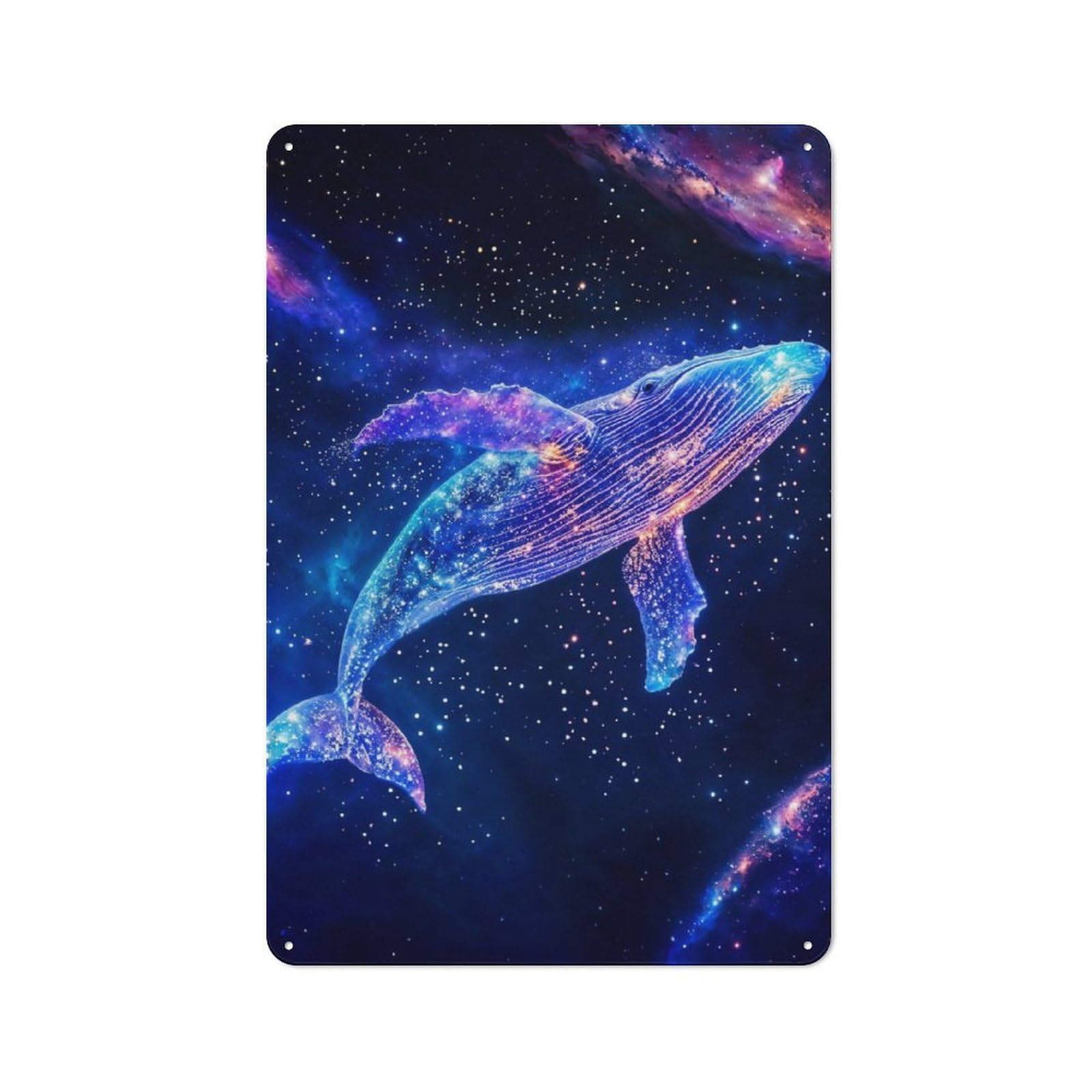 Junmoney Interstellar Nebula Whale Vintage Tin Wall Plaque 30X20cm For Workshop Wall, A Decorative Christmas Gift For Makers And Diy Enthusiasts
