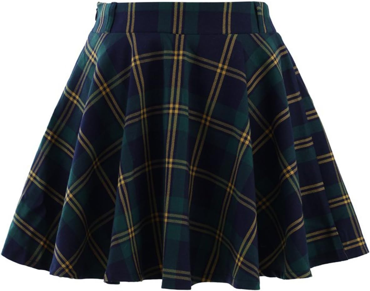 School Pleated Korean Green Plaid Check Skater Skirt