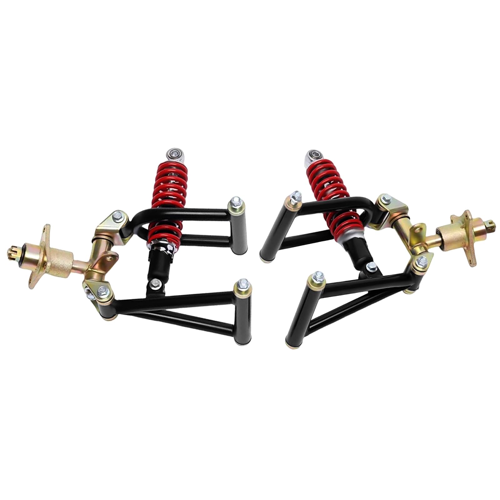 Flynsu 11'' Front Suspension Shock Swing Arm Full Kit Upper Lower Steering Knuckle Spindle Kit Replacement for DIY ATV Quad Bike Buggy Go Kart Parts