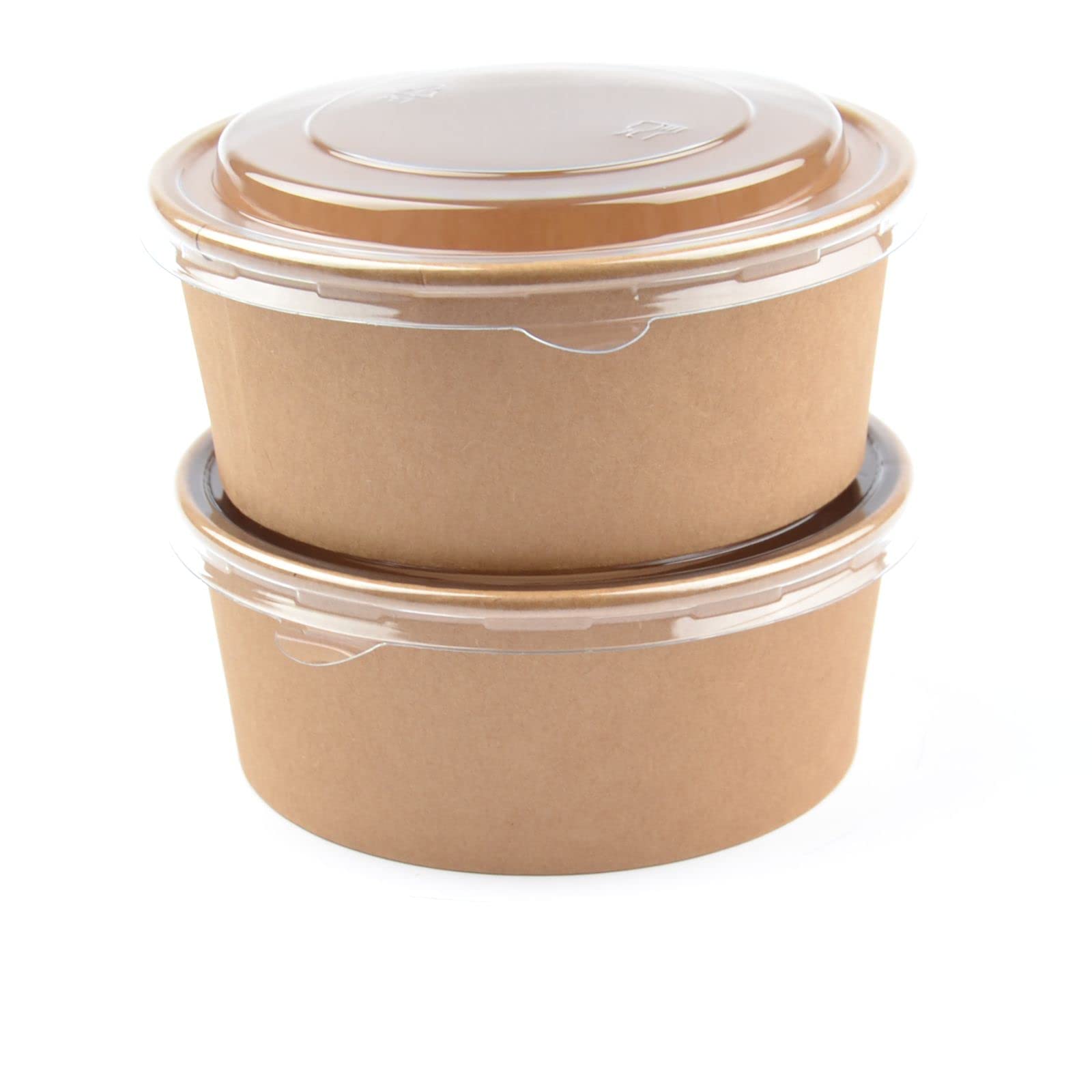 150 Stück Kraft Salatschalen mit Deckel, rund, 750 ml Salatbox Paper Bowl Salat to go Schale Salat-Bowl Hartpapier Salad Cups Salatbecher Kartonschale
