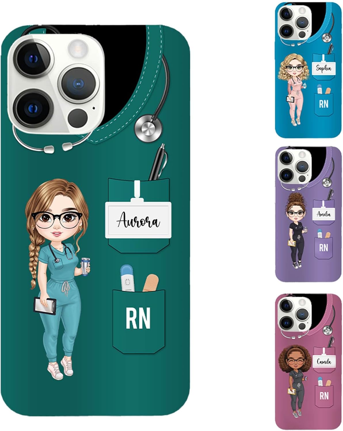 callie Personalized Nurse Gifts for Women, Custom Nurse Cartoon Character Phone Case with Name and Job Title, Personalized Phone Cases for her, Nurse Week Gift, Birthday Gifts for Medical Staff
