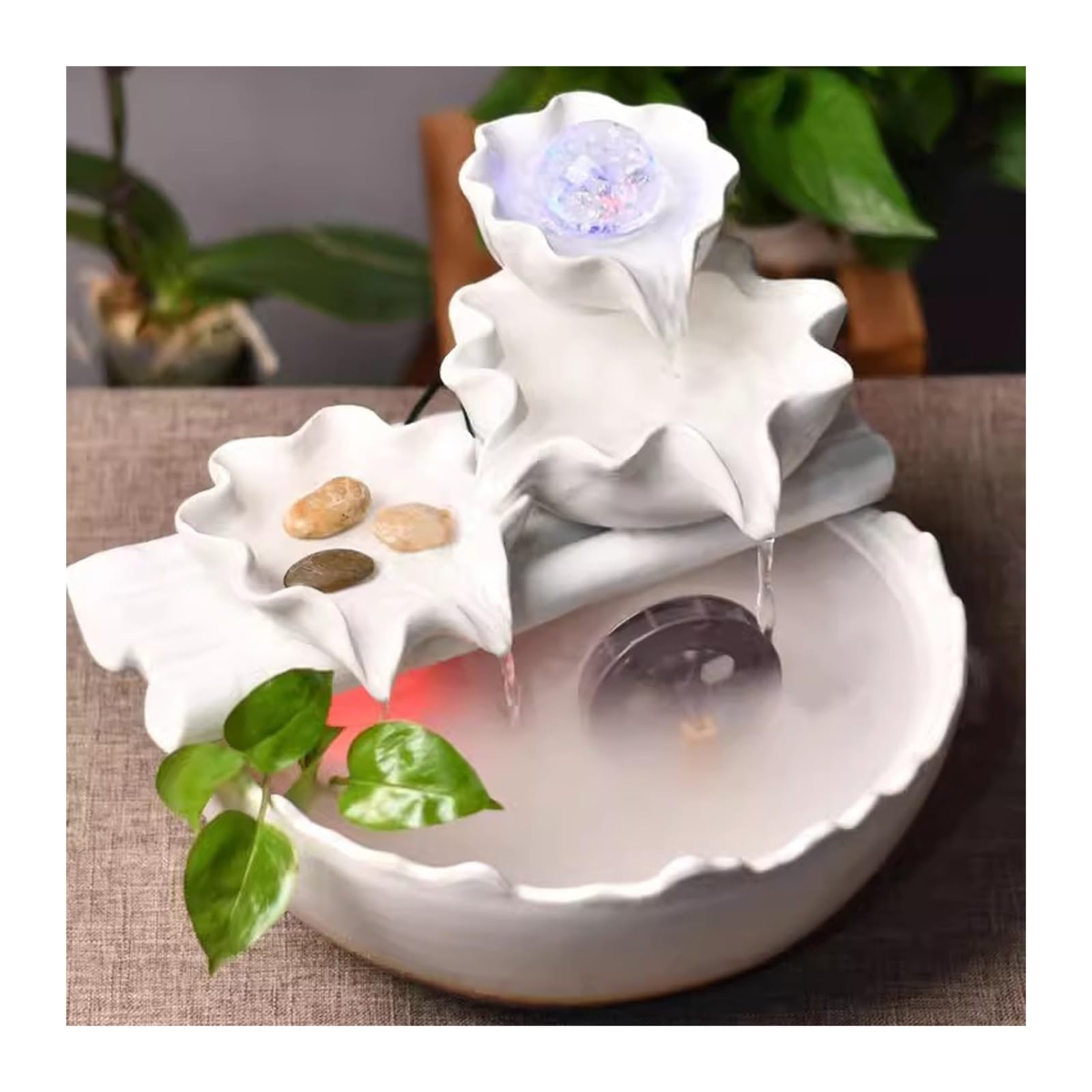 indoor Waterfall Home Creative Wealth Attraction Decoration Desktop Crystal Beads Moisturizing Fountain Fish Tank Ceramic