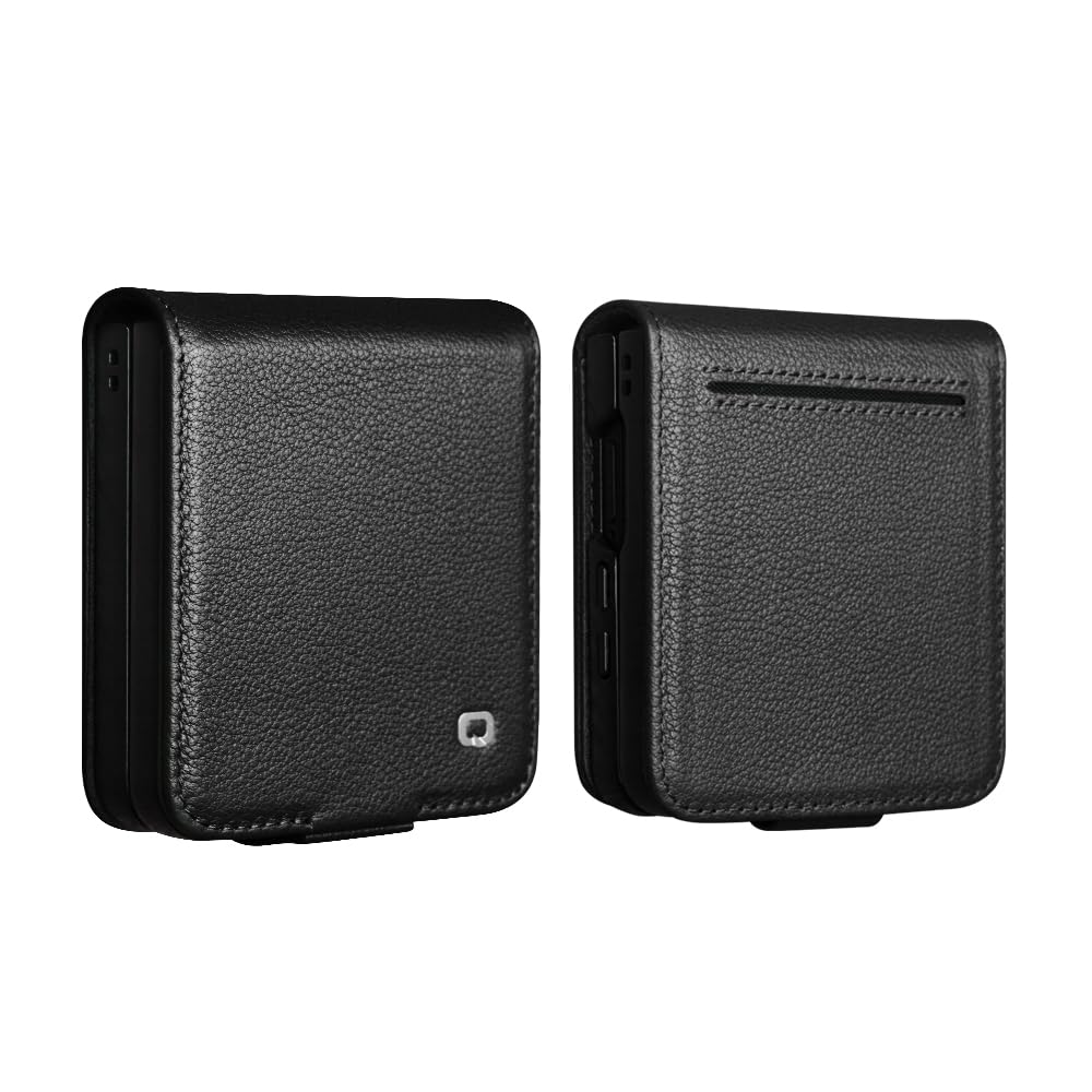 Funda de piel para Samsung Galaxy Z Flip 7 5G Premium de cuero de vaca con cierre magnético para Samsung Z Flip 7 funda (negro2)