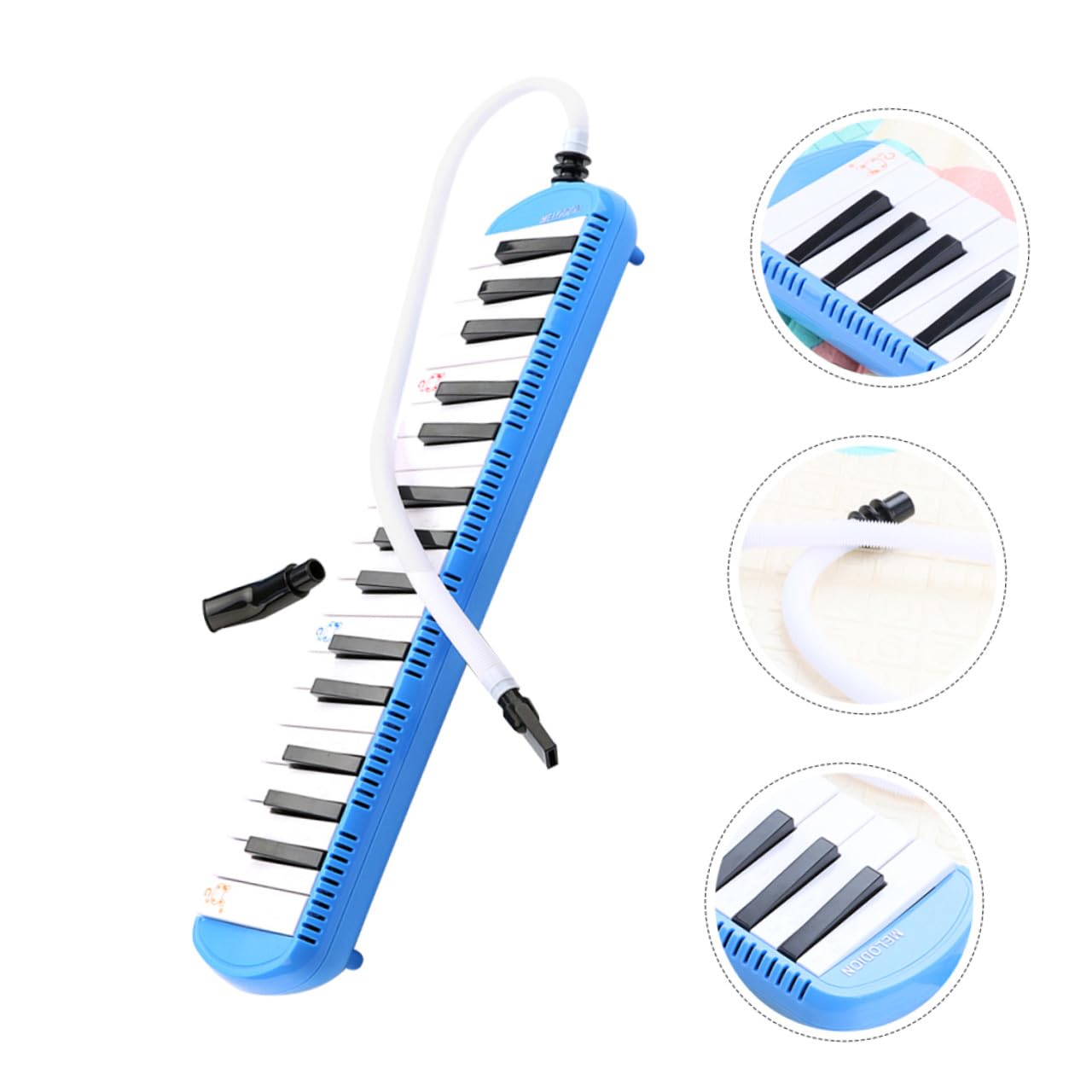 Alipis Melódica Teclas con Boquilla Tubo Profesional para Principiantes Instrumento Musical Portátil Azul