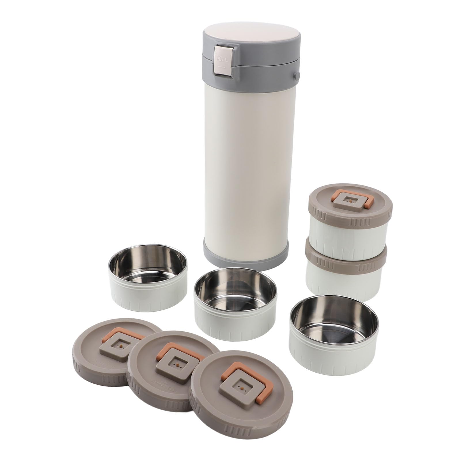 Tyenaza Tarro isotérmico para alimentos de 3,4 L, acero inoxidable, Lunch Box isotérmica apilable de 5 capas, con correa, a prueba de fugas, apta para microondas, conserva la fresc