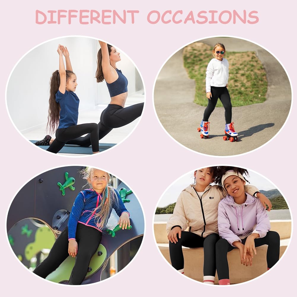 Vicloon Leggings Sportivi Nero da Bambino, Elastici Comodi per Yoga, Danza, Esercizio, Jogging, Balletto e Ginnastica