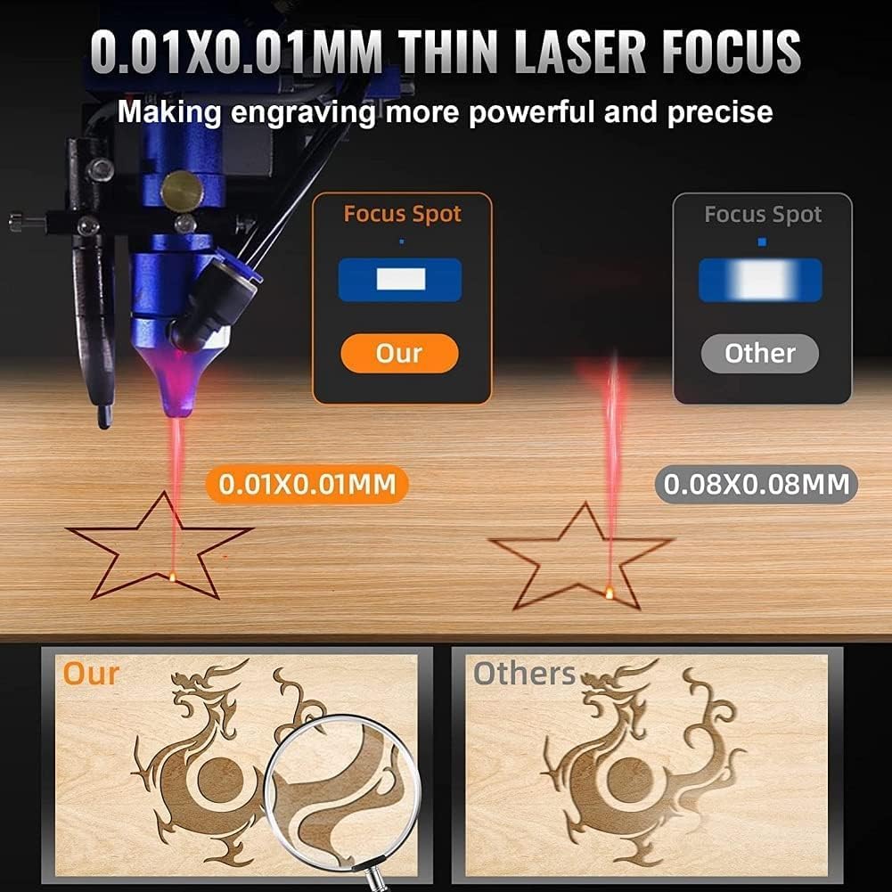 100 W CO2 Laser Graviermaschine 900x600mm Laser Graviermaschine Laser Cutter Laser Engraver Graviergerät Laserschneider mit Rotary 800mm/s USB Ruida/LightBurn für Holz/Papier/Kunststoff/Leder/Harz