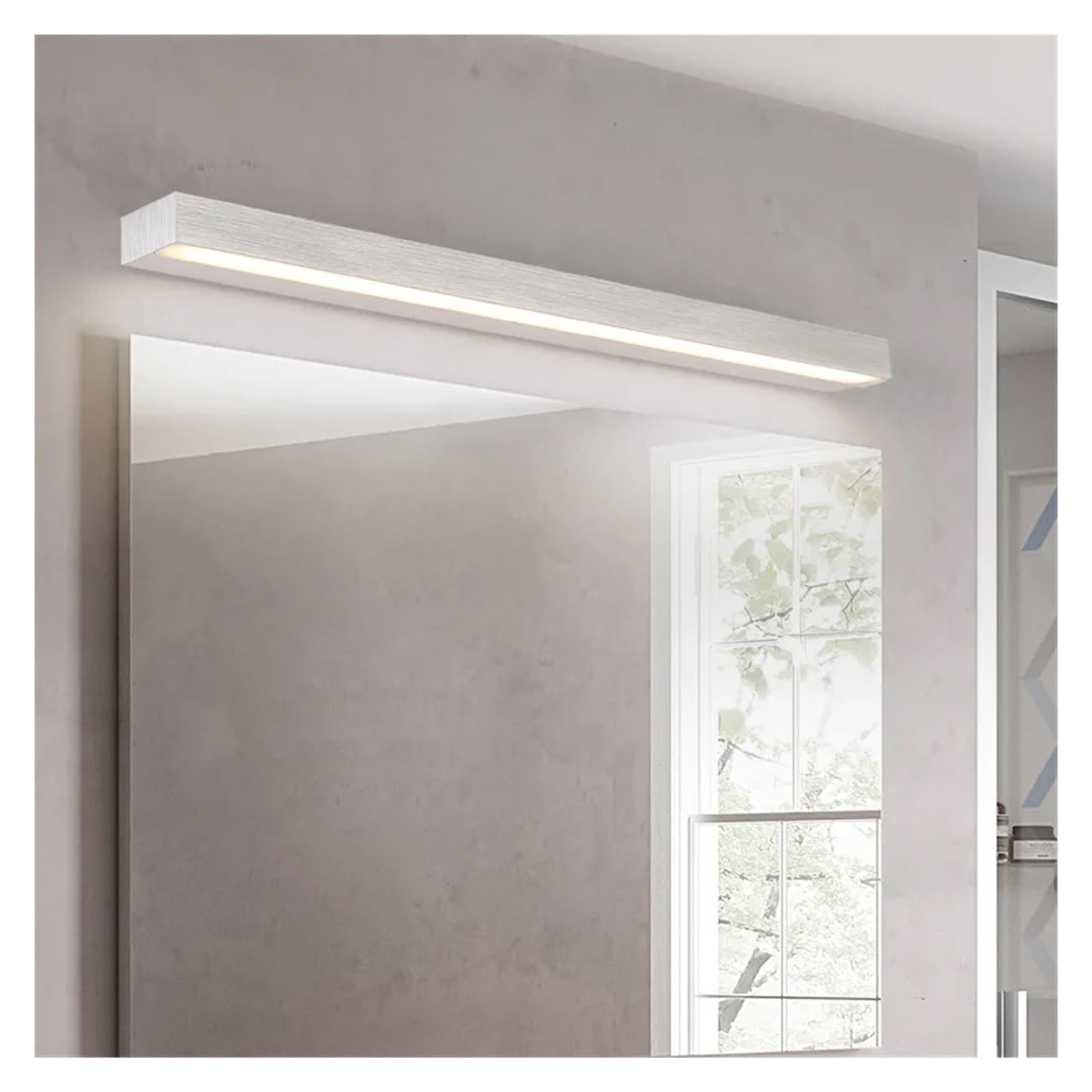 Luce Per Quadri Senza Filo, Lampada a LED con faro moderno a specchio, lampada da parete for bagno impermeabile in alluminio spazzolato, for corridoio, luce for comò(Silver,COOL WHITE_40CM 9W)