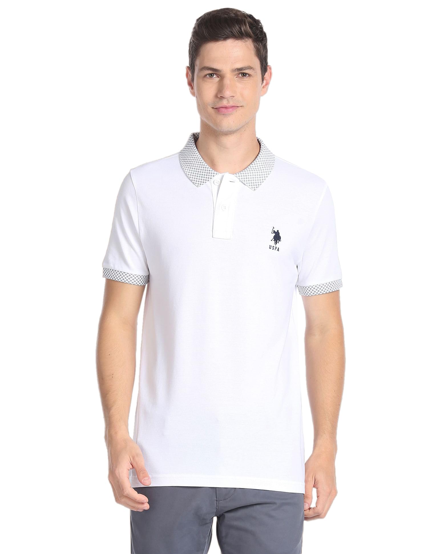 Men's Ribbed Collar Pure Cotton Slim Fit Polo Shirt